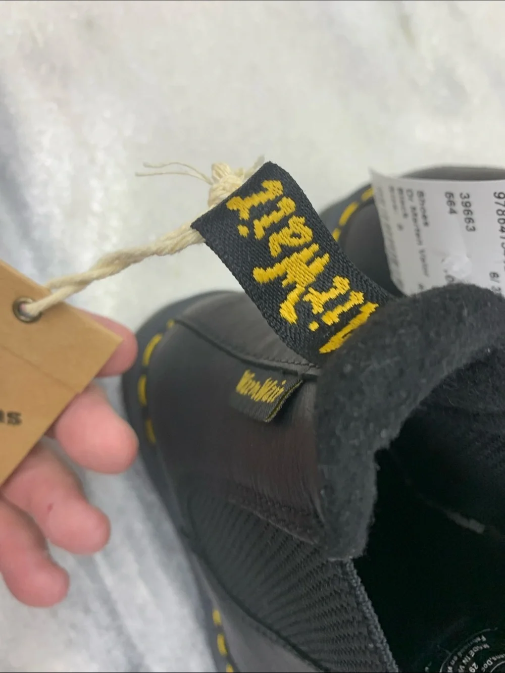 Dr. Martens Black Boot with Yellow Accent Stitching